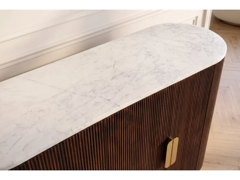 Buffet GATSBY 170 cm marbre blanc | Buffet moderne Art déco – Adenia Home