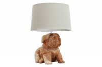 Lampe à poser design de chien 50 cm en bois massif coloris blanc et naturel