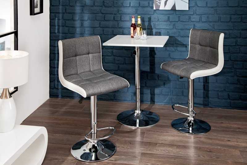 Lot de 2 tabourets de bar design en tissu gris