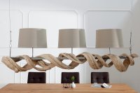 Lampe suspendue 160 cm design vigne en bois recyclé