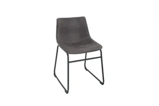 Lot de 2 chaises de salle à manger design vintage coloris gris en microfibre 2