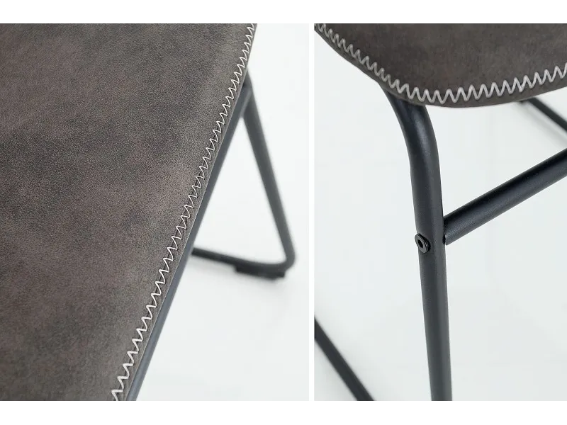 Lot de 2 chaises de salle à manger design vintage coloris gris en microfibre