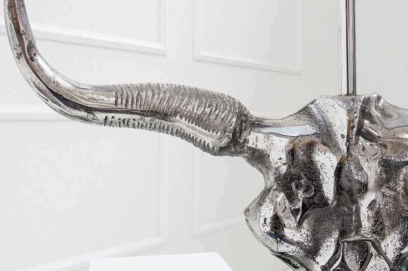 Lampe à poser design crâne de taureau coloris argenté et noir