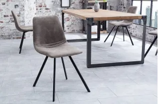 Lot de 4 chaises de salle à manger design scandinave coloris gris taupe en microfibre