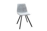 Lot de 4 chaises de salle à manger design scandinave coloris gris claire en microfibre