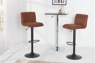 Lot de 2 tabourets de bar design coloris marron vintage en microfibre 2
