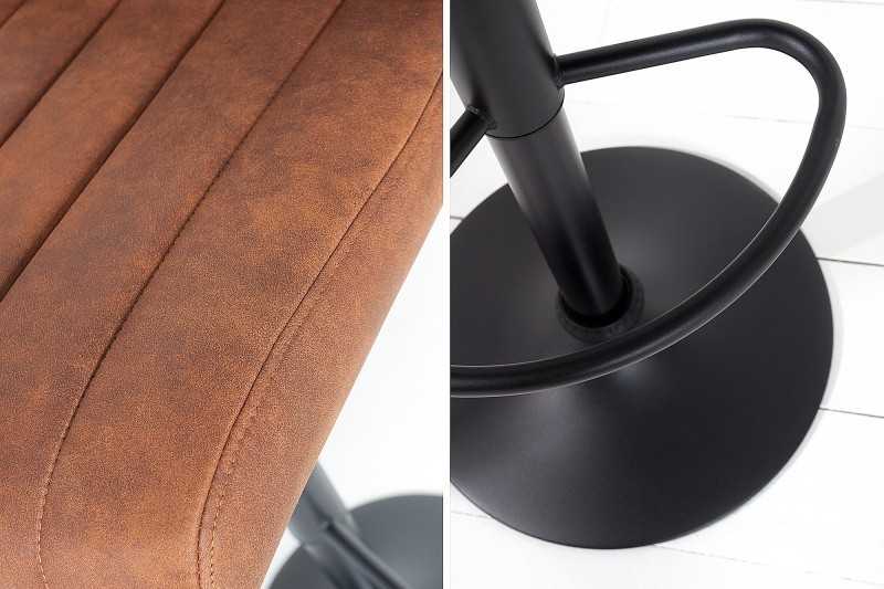 Lot de 2 tabourets de bar design coloris marron vintage en microfibre