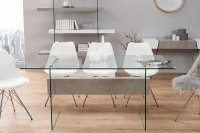 Table haute moderne coloris transparent et gris en verre et en mdf