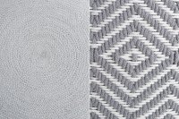 Pouf design oriental coloris gris et blanc en coton