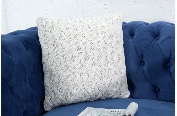 Coussin design maille de 45cm en coton coloris blanc