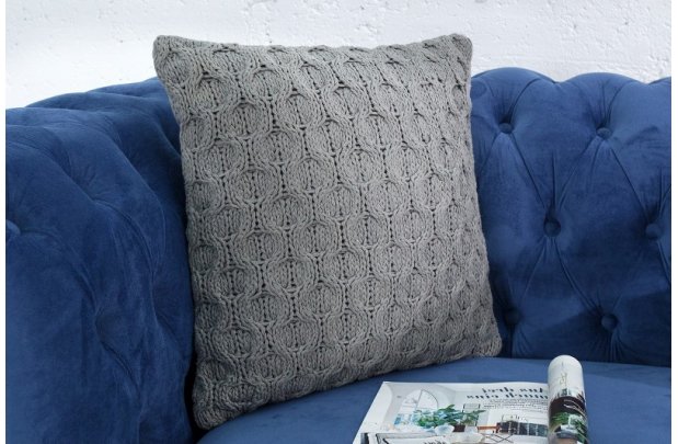 Coussin design maille de 45cm en coton coloris gris