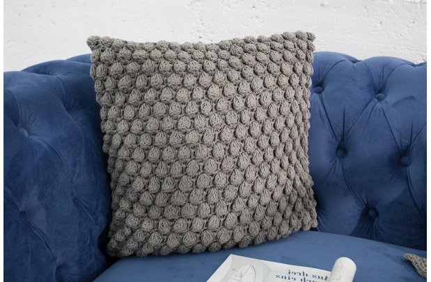 Coussin maille moderne coloris gris de 45cm en coton