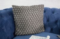 Coussin maille moderne coloris gris de 45cm en coton