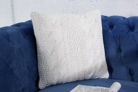 Coussin maille moderne coloris blanc de 45cm en coton