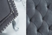 Fauteuil design royal baroque coloris gris antique en simili-cuir