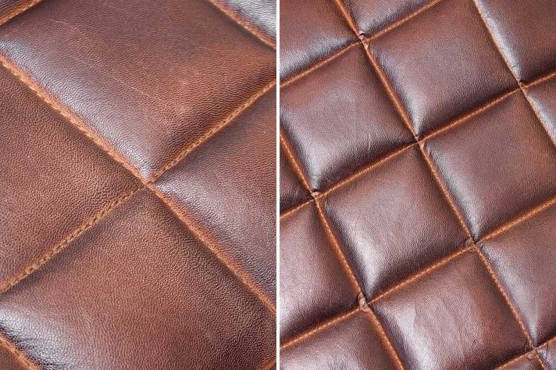 Pouf design rembourré en cuir de couleur marron