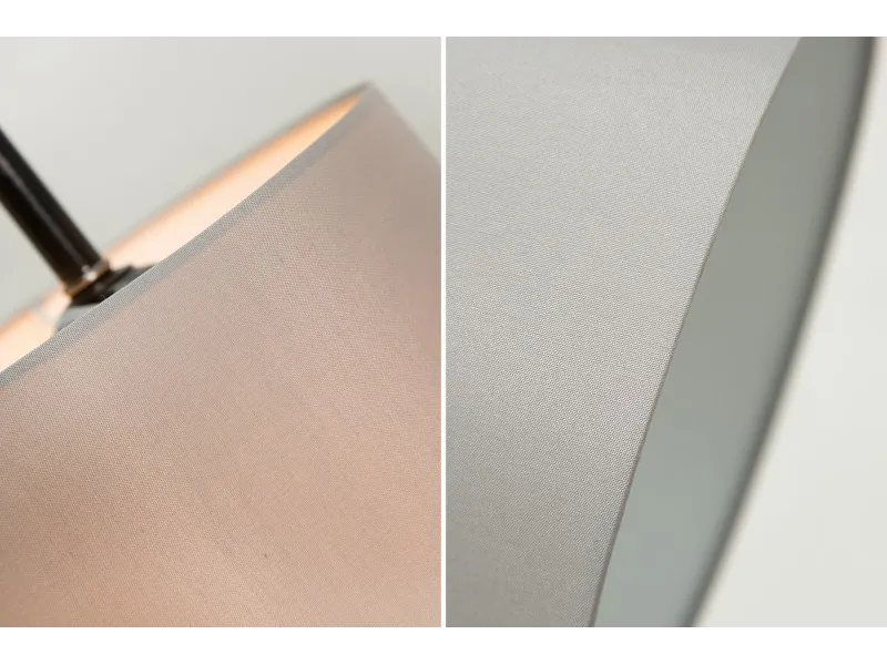 Suspension moderne à 5 lampes de couleur noire, blanche et gris en lin et métal