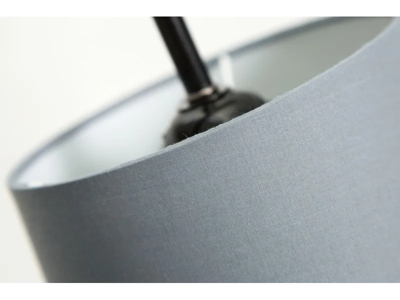 Suspension moderne à 5 lampes de couleur noire, blanche et gris en lin et métal