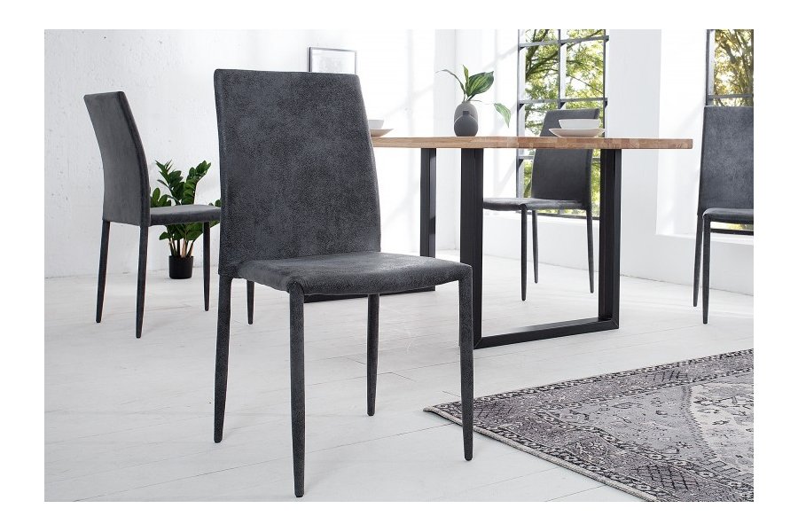 Lot de 4 chaises de salle à manger moderne en polyester coloris gris antique