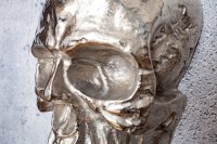 Sculpture murale design crâne humain en aluminium coloris argenté