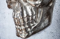 Sculpture murale design crâne humain en aluminium coloris argenté
