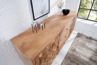Bahut design scandinave à 2 portes et 3 tiroirs en bois massif de couleur naturel