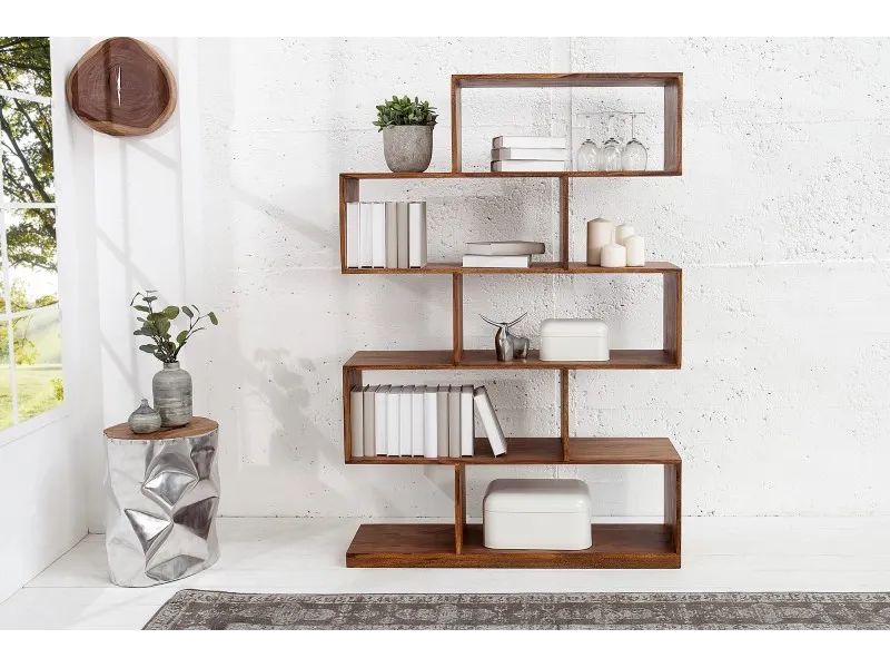 étagère moderne de 150cm en bois massif coloris naturel