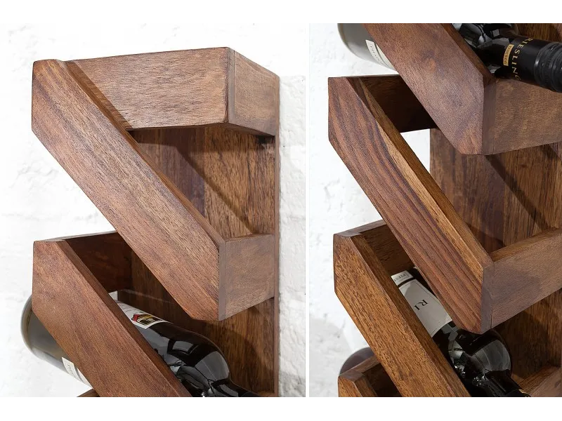 Porte-bouteilles mural design coloris naturel à 5 espace de rangement