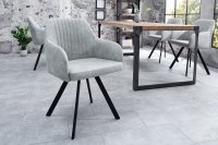 Chaise de salle à manger design vintage de couleur gris pierre en microfibre