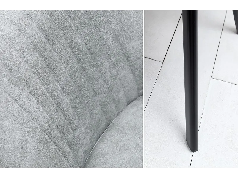 Chaise de salle à manger design vintage de couleur gris pierre en microfibre