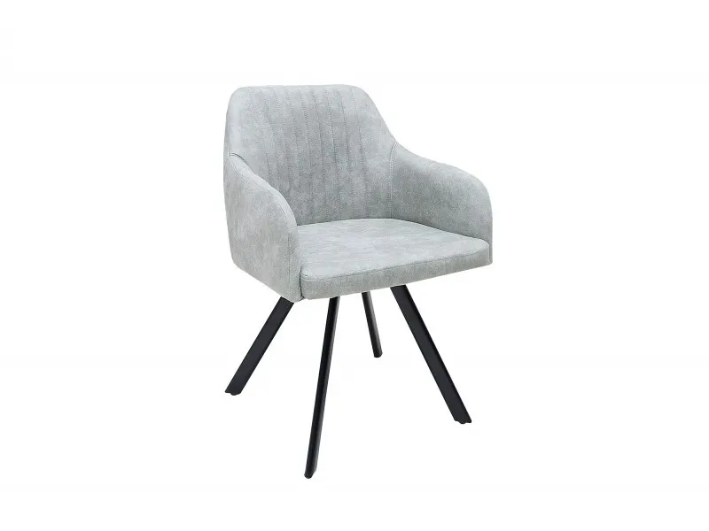 Chaise de salle à manger design vintage de couleur gris pierre en microfibre