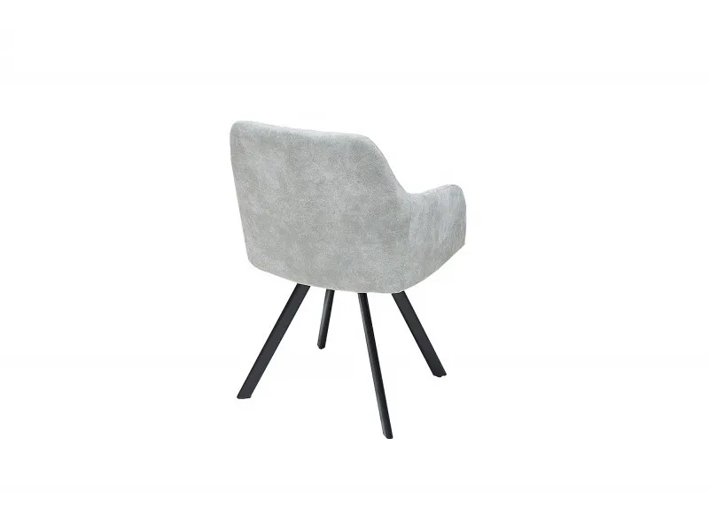 Chaise de salle à manger design vintage de couleur gris pierre en microfibre