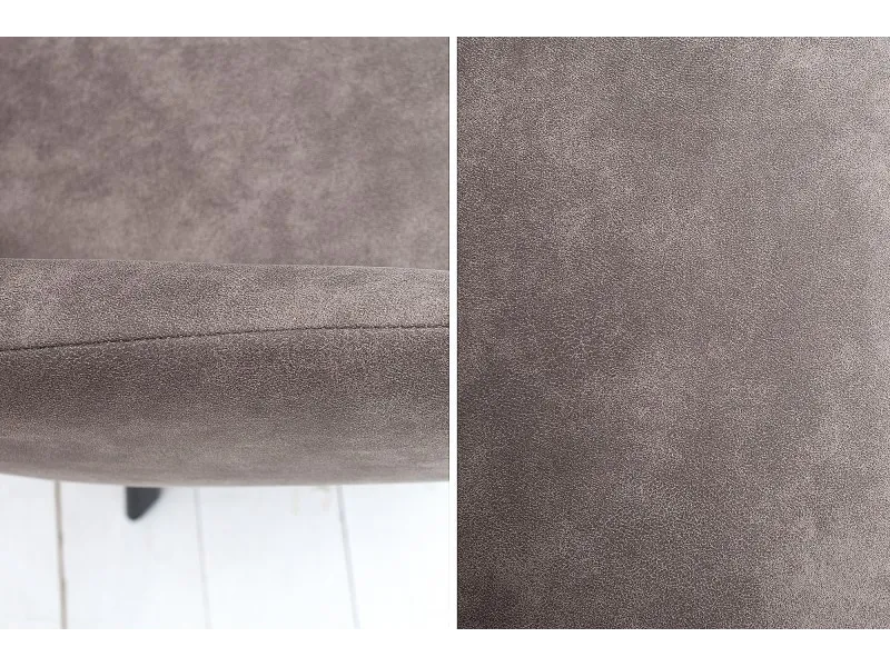Chaise de salle à manger design vintage de couleur gris taupe en microfibre