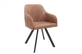 Chaise de salle à manger design vintage de couleur brun en microfibre 2