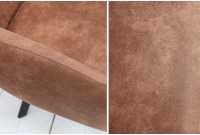 Chaise de salle à manger design vintage de couleur brun en microfibre