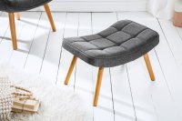 Tabouret de style scandinave coloris gris en tissu avec piétement en bois massif