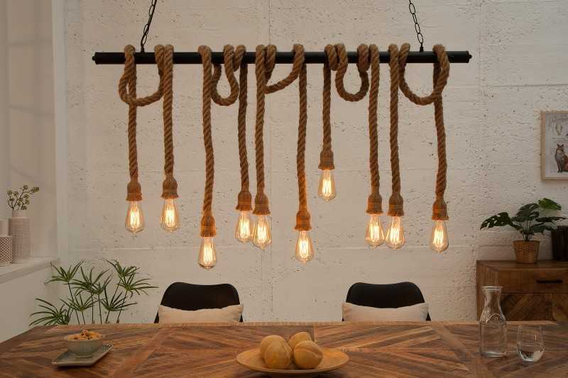 Suspension design marin naturel à 10 lampes