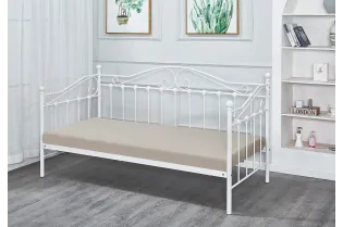 Lit banquette moderne de 90 x 200 cm en métal coloris blanc