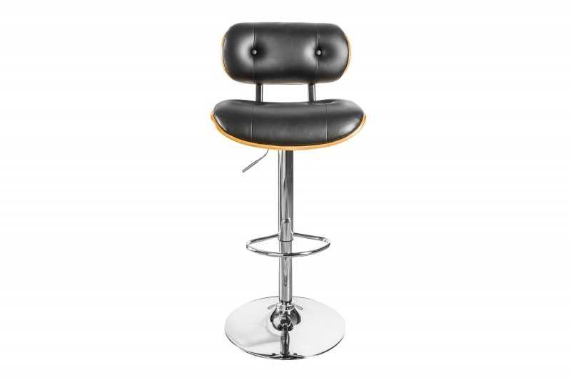 Tabouret de bar design rétro de couleur noire avec piétement réglable