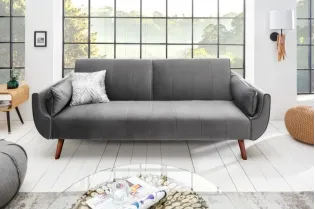 Canapé convertible design scandinave coloris gris argenté en velours