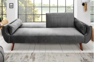 Canapé convertible design scandinave coloris gris argenté en velours 2