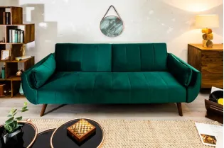 Canapé convertible design scandinave coloris vert en velours