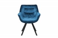 Lot de 2 Chaises design scandinave de salle à manger coloris bleu en microfibre avec piétement en métal