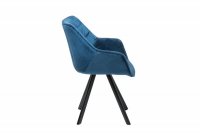 Lot de 2 Chaises design scandinave de salle à manger coloris bleu en microfibre avec piétement en métal