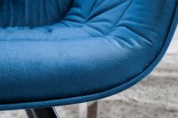 Lot de  2 Chaises design scandinave de salle à manger coloris bleu en microfibre avec piétement en métal
