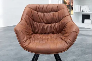 Chaise coloris marron en microfibre avec piétement en métal