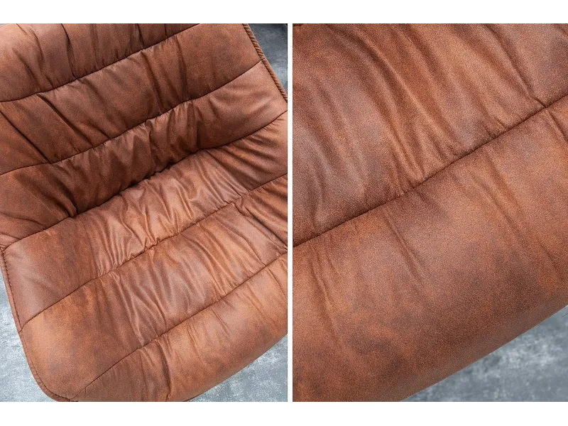 Chaise coloris marron en microfibre avec piétement en métal