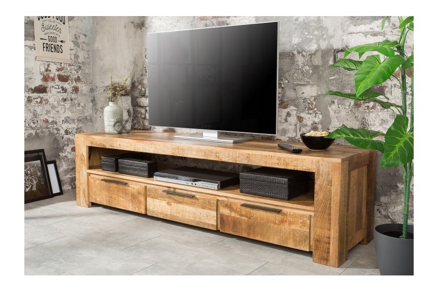 Meuble TV design industriel 170 cm en bois massif