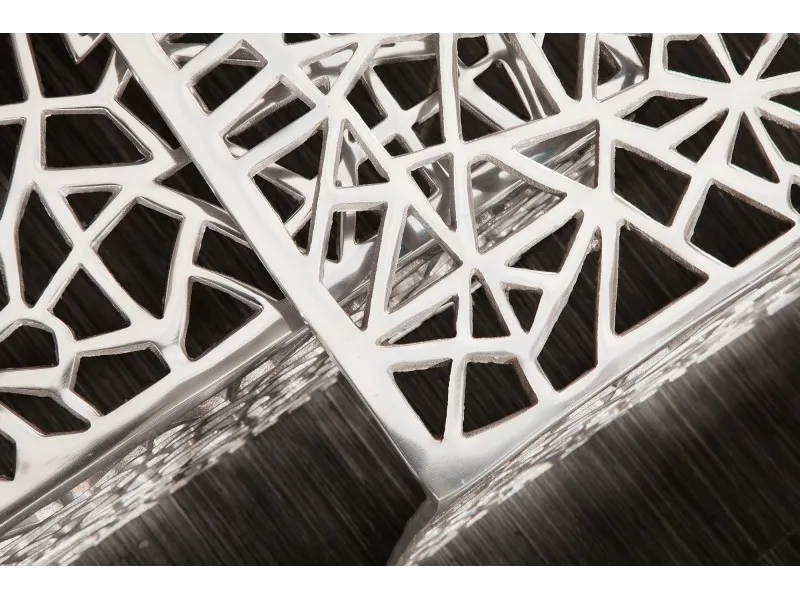 Ensemble de 2 tables basses faites à la main ABSTRACT 49cm argentées