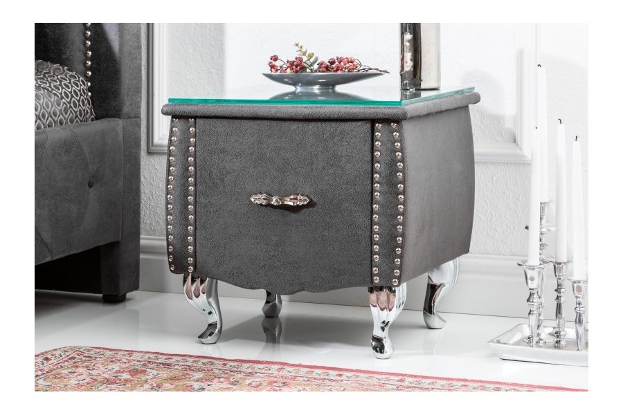 Table de chevet design baroque 47cm avec tiroir